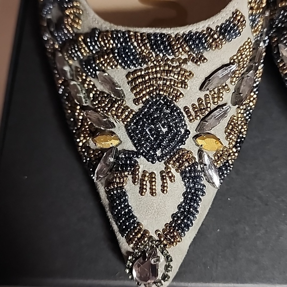 Sam Edelman Rare Beaded Women's Shoes - Gray and Gold - Picture 4 of 11